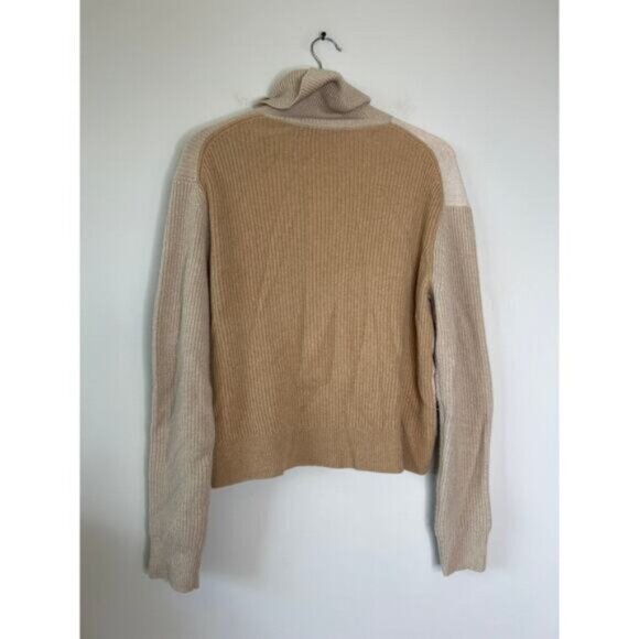 NEW Theory Pale Camel Colorblock Cashmere Turtleneck Sweater Brown Size: Small - Picture 6 of 7